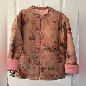 New Floral Women's cotton-padded Jacket with Pink Accents, 100% cotton